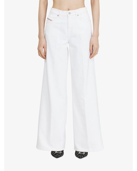 DIESEL White Cotton Blend Trousers