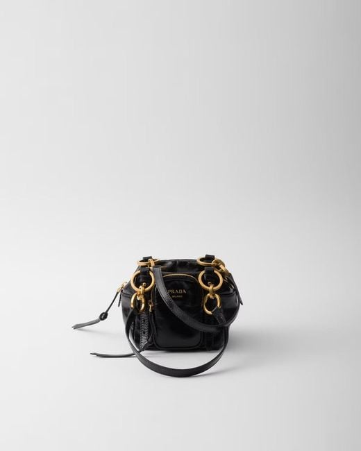 Prada White Calf Leather Dangle Shoulder Bag
