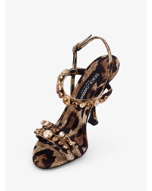 Dolce & Gabbana White Satin Sandals With Animal Print