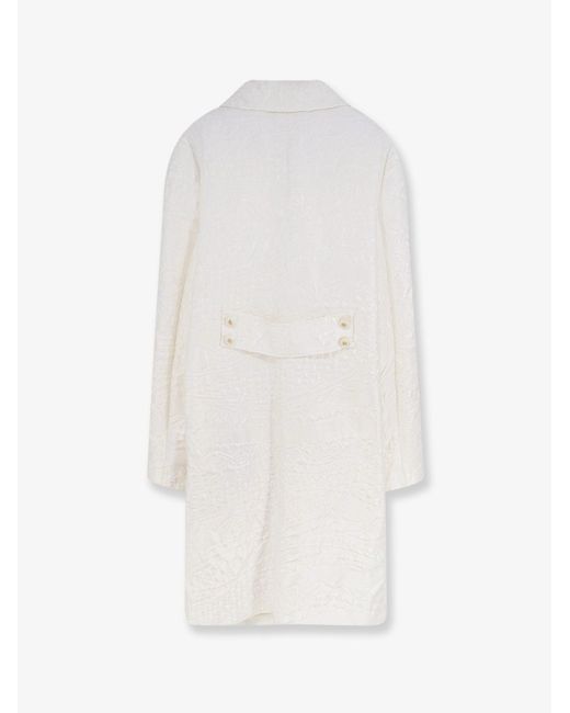Dolce & Gabbana White Dolce & Gabbana Brocade Coat With Dg Buttons