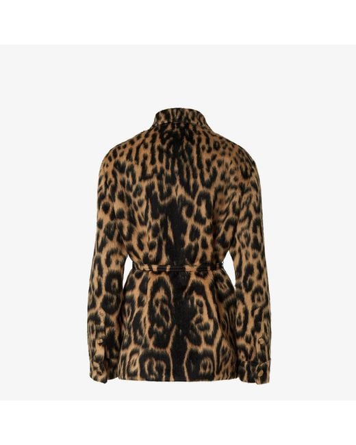 Fendi Brown Wool Belted Jacket