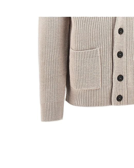 Drumohr Gray Merino Wool Cardigan With Shawl Collar for men