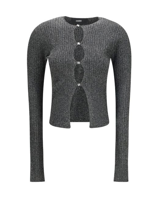 Amiri Gray Lurex Cardigan