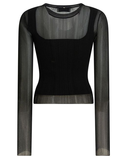 Max Mara Black Viscose Crewneck T-Shirt