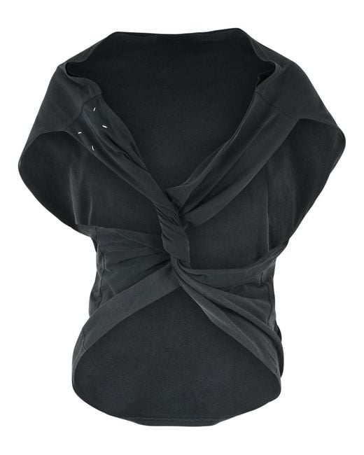 Maison Margiela Black Dark Twisted Upside-Down Cotton Top