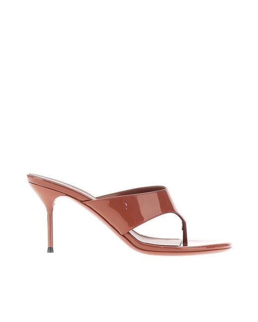 Paris Texas Brown 'Lidia' Patent-Leather Thong Mules