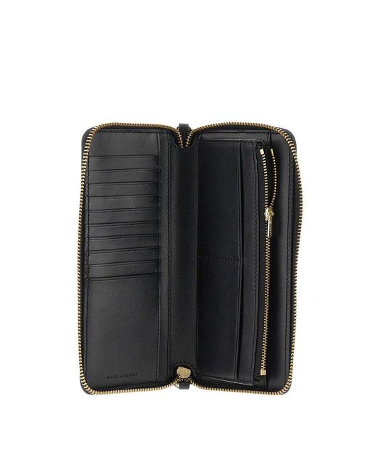 Marc Jacobs Black Grained Leather Zip-Around Wallet