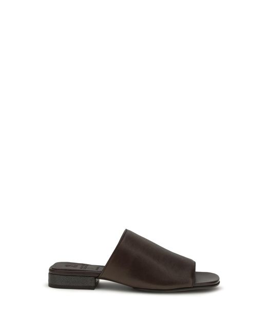 Women's Black Riding Calfskin Sandals With Monili