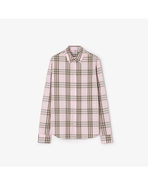Burberry Pink Check Cotton Shirt
