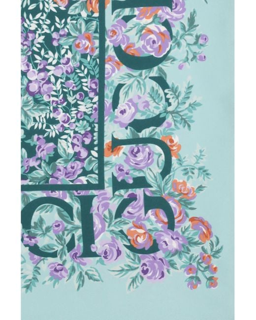 Gucci Blue Printed Silk Twill Scarf