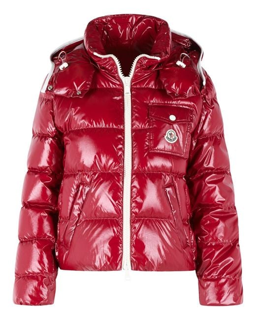 Moncler Red Short 'Andro' Hooded Down Jacket