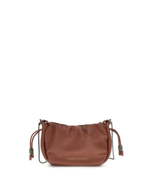 Brunello Cucinelli Brown Bucket Mellow Mini Shoulder Bag