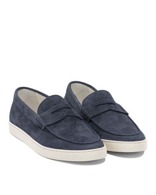 Brunello Cucinelli Blue Suede Loafers for men