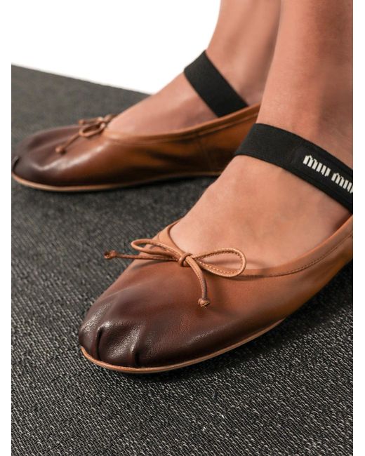 Miu Miu White Leather Ballerinas