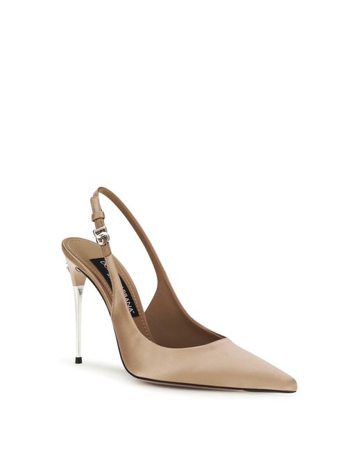Dolce & Gabbana White Satin Slingback Pumps