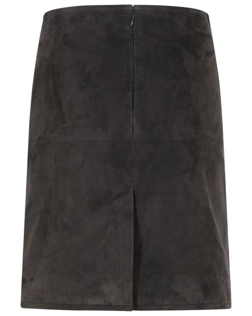 Loulou de Saison Black Engel Dark Suede Skirt