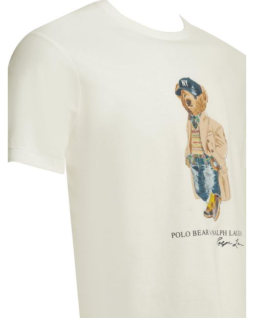 Polo Ralph Lauren White Polo Bear Crew-Neck T-Shirt for men
