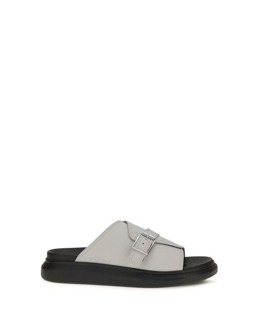 McQueen White Buckle Slide Sandals