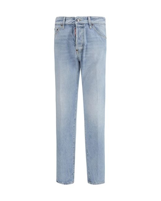 DSquared² Blue Belt-Loop Ripped Jeans for men