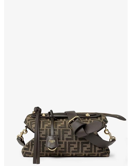 Fendi White By The Way Soft Medium Ff Jacquard Fabric And Leather