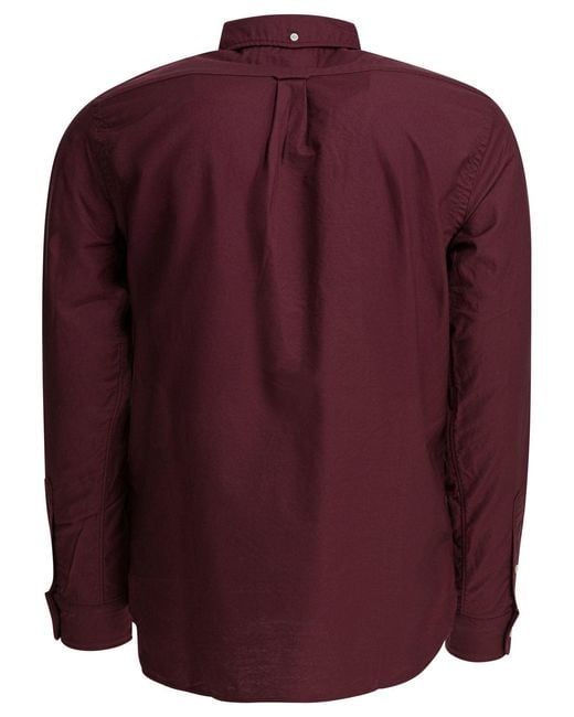 Beams Plus Purple Bordeaux Oxford Shirt for men