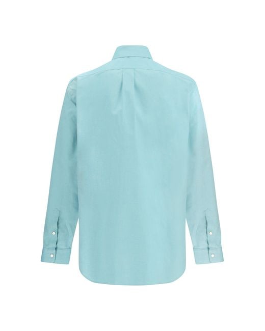 Fendi Blue Oxford Cotton Shirt for men