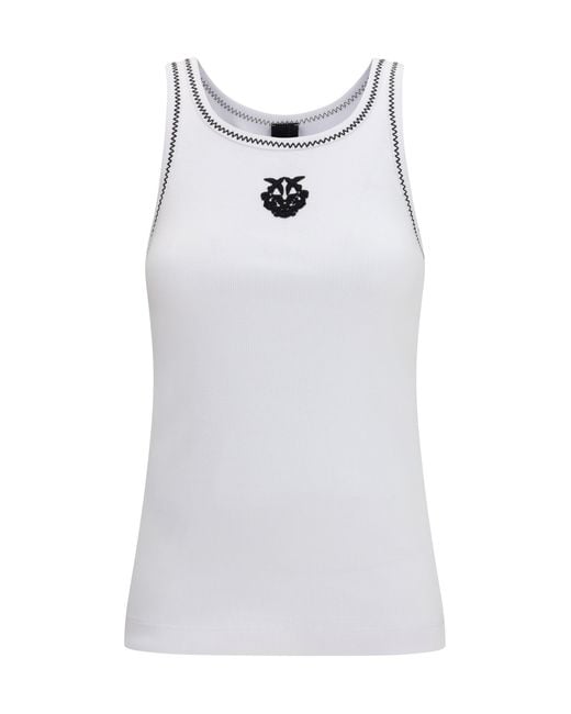 Pinko White Ribbed Tank Top