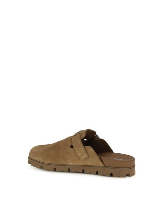 Prada Brown Suede Mules for men