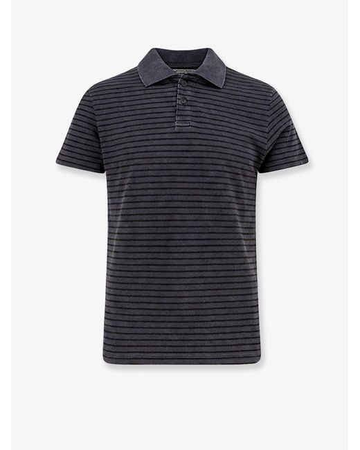 TONYWACK Black Cotton Polo Shirt With Striped Profiles for men