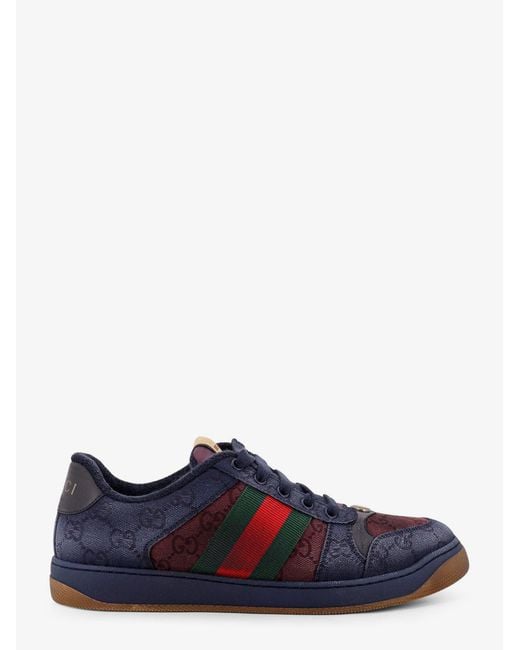 Gucci Blue Gg Bicolor Canvas & Leather Sneaker for men