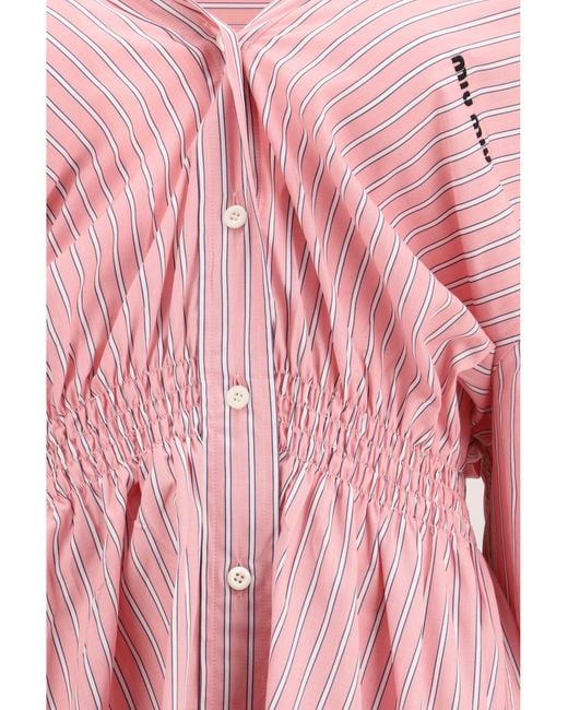 Miu Miu Pink Short Striped Dress