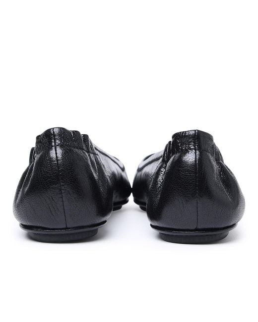 Tory Burch Black 'Minnie Travel' Leather Ballet Flats