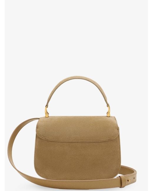 AMI Natural Suede Crossbody Bag With Metal Logo On The Front