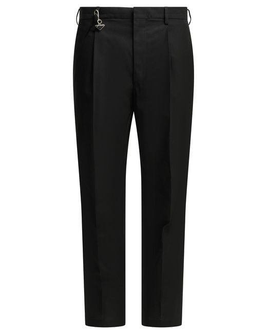 Prada Black Straight Leg Pleated Pants