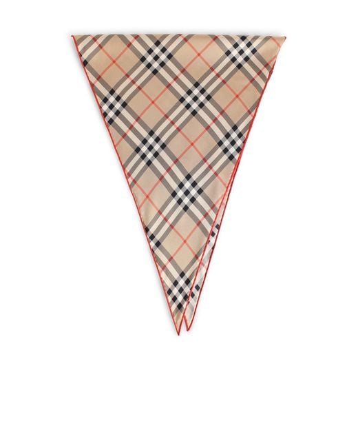 Burberry White Sand 'Check' Silk Scarf