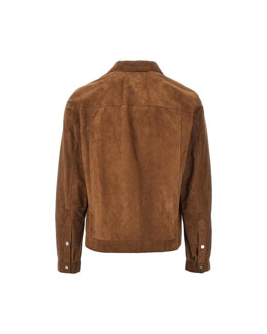 Brunello Cucinelli Brown Suede Leather Jacket for men