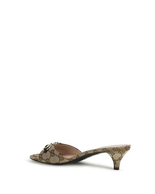 Gucci Metallic Slider Sandals With Buckle
