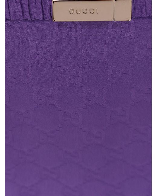 Gucci Purple Gg Jacquard Silk Skirt