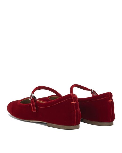 Aeyde Red "Uma" Mary Jane Ballets Flat