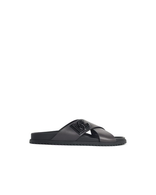 Dolce & Gabbana White Leather Slippers for men
