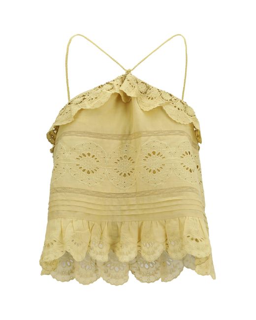 Isabel Marant Yellow Marant Etoile Prisha Ruffle Top