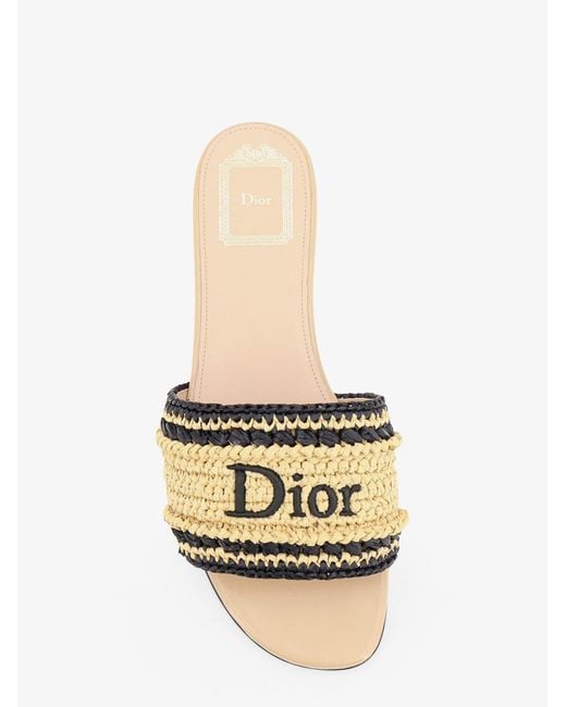Dior Natural Dior Dior Woven Dioriviera Technical Fabric And Crochet Raffia Sandals