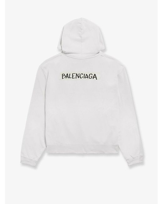 Balenciaga White Over Zip-Up Hoodie Cotton Sweatshirt for men
