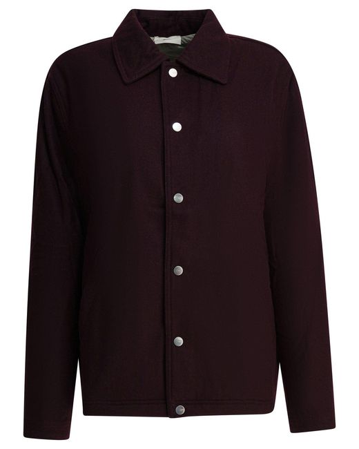 Autry Black Wool Blend Overshirt Jacket Jackets And Coats Bordeaux