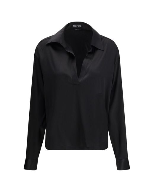 Tom Ford Black Stretch Silk Shirt
