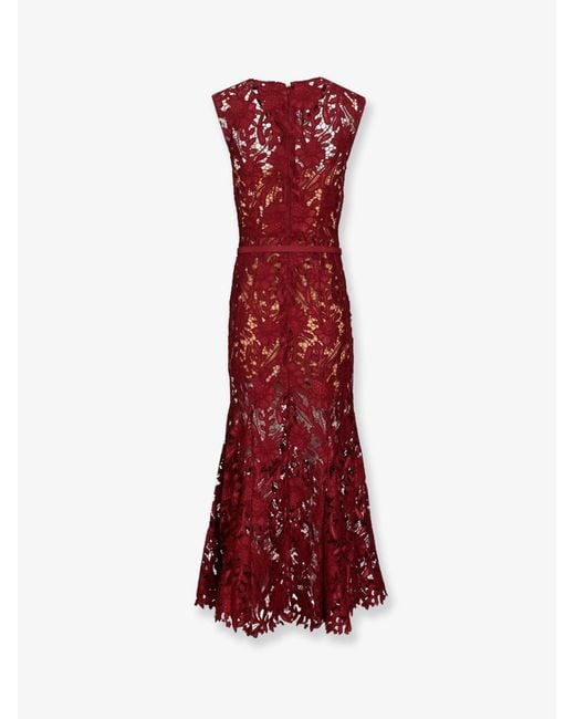 Self-Portrait Red Self Portrait Lace Midi Dress With Belt