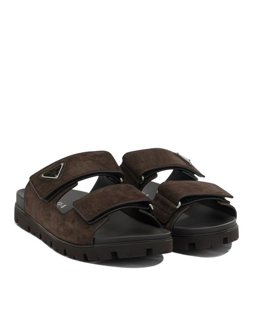 Prada Black Suede Slides
