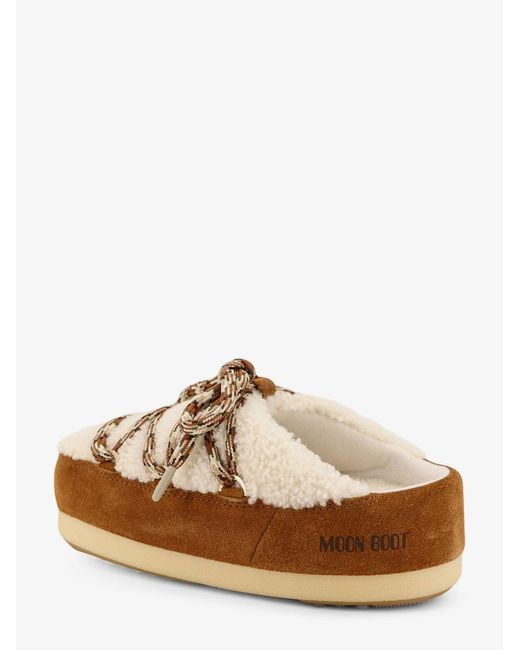 Moon Boot Brown Shearling And Suede Slip-On