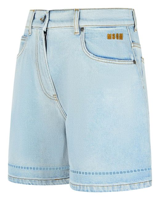 MSGM Blue Light Denim Shorts