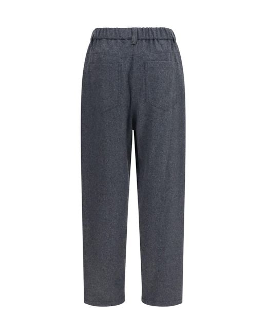 Brunello Cucinelli Blue Stretch Wool Pants